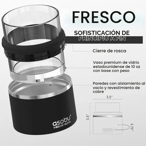 Vista 5 de asobu - Vaso de whisky con funda aislada de acero inoxidable, 10.5 onzas Negro