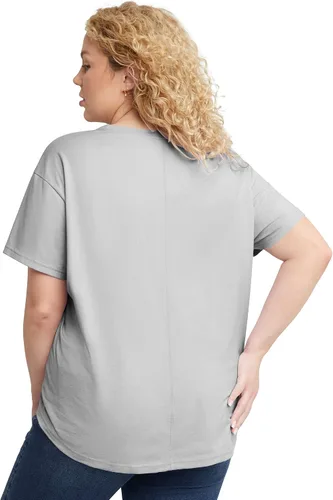 Vista 2 de Hanes Size Originals Plus Camiseta de gran tamaño, camiseta de algodón con cuello redondo para mujer, dobladillo curvado
