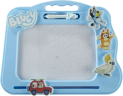 Vista 2 de Bluey Travel - Almohadilla magnética para garabatos con bolígrafo y 3 sellos, dibuja y borra sin ensuciar, azul