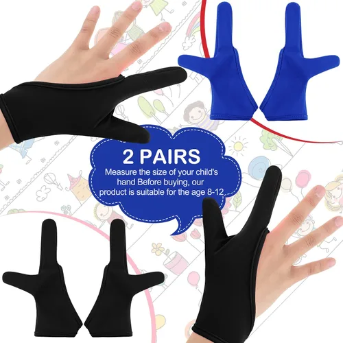 Vista 2 de Jiuguva 4 guantes protectores para chupar el pulgar para niños, guantes masticables transpirables para mayores de 12 años (negro, azul)