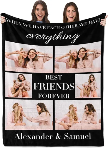 Vista 9 de Envío al día siguiente, regalos de cumpleaños para mejores amigas, manta personalizada con fotos, regalos de manta para mejores amigas y BFF, regalo
