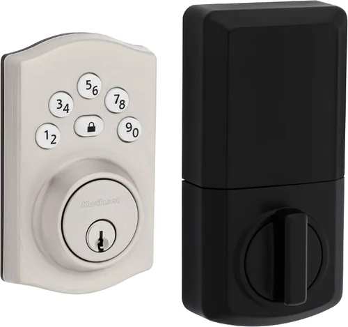 Vista 10 de Kwikset Powerbolt 240 - Cerradura de pestillo electrónica tradicional para puerta con teclado de 5 botones, color negro mate, con cómoda entrada sin