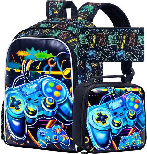 Vista 27 de CCJPX 3Pcs Backpack for Boys, 16 Inch Preschool Elementary Kindergarten School Backpacks and Lunch Box Aa1-dinosaurio Negro