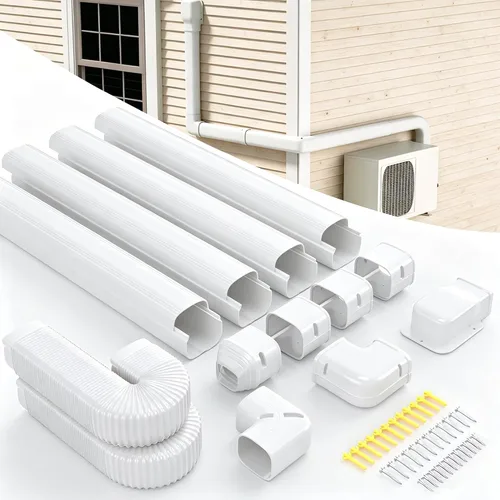 Vista 11 de Kit de cubierta de tubería decorativa de PVC de 3 pulgadas y 17 pies: kit de cubierta de línea dividida sin conductos para mini aire acondicionado