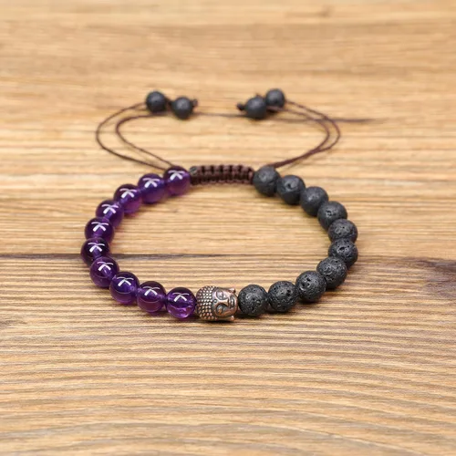 Vista 4 de COAI Pulsera de oración para hombre y mujer, Piedra, ónix