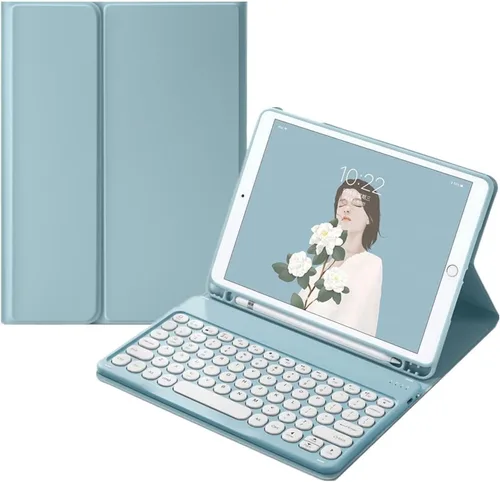 Vista 20 de Funda de teclado para Galaxy Tab S6 Lite de 10.4 pulgadas Funda de teclado con teclas redondas lindas de colores Teclado inalámbrico desmontable BT