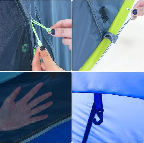 Vista 6 de Pop Up Tents for Camping 2-4 Person Waterproof Easy Up Setup Camping Tent 2 Big Doors Instant Family