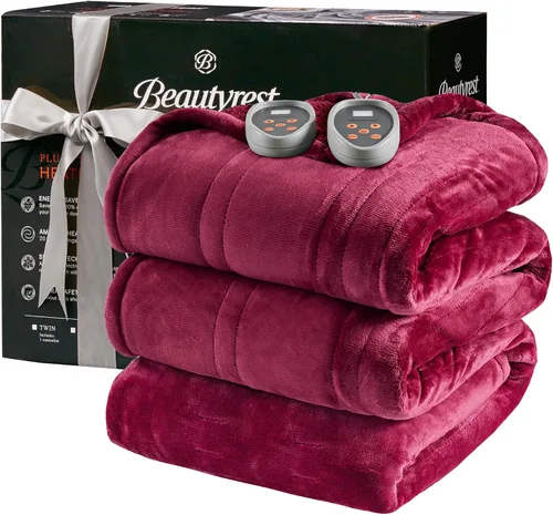 Vista 8 de Beautyrest Manta térmica, manta eléctrica, suave, cálida y reversible, manta térmica Sherpa para oficina, sofá, 3 ajustes de calor, apagado