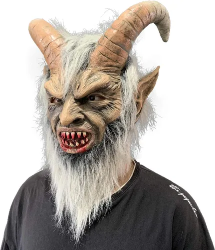 Vista 3 de Máscara Lucifer - Disfraz de cabra de Krampus de Demon Krampus para adultos, disfraz de Halloween