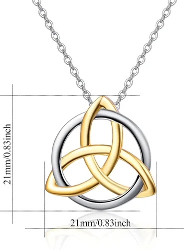 Vista 2 de Celtic Knot Necklace Sterling Silver Triquetra Mealguet Pendant Good Luck Irish Jewelry Gifts for Men Women Teens