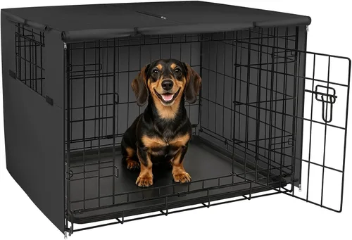 Vista 20 de Explore Land - Funda para jaula para perros, 18 pulgadas, color negro Parasol de poliéster resistente, ajuste universal para jaula de alambre