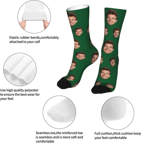 Vista 5 de Calcetines personalizados con foto para hombres y mujeres, calcetines personalizados con imagen unisex, calcetines con caras en ellos personalizados