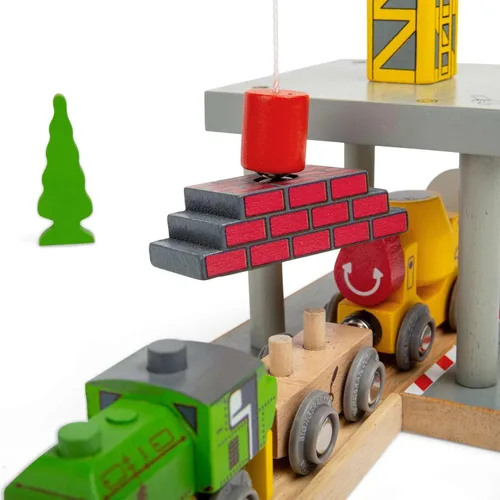 Vista 5 de Bigjigs Rail Grúa amarilla grande magnética - Otras marcas principales de carriles de madera son compatibles