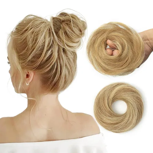 Vista 16 de Moño de Cabello Humano 100%, Moño Desordenado Pieza de Cabello Extensiones de Cabello Humano Real Moño de Cabello Rizado Natural Piezas de Cabello