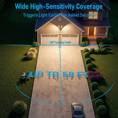 Vista 3 de Luz de seguridad LED con sensor circular, 2 cabezales 20W/3 cabezales 30W., LHSCT-20WRSS30-BRZ, 20.0watts, 120.00 volts COB LED Motion Detector