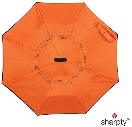 Vista 2 de Sharpty - Paraguas invertido resistente al viento para mujer con protección UV con mango en forma de C