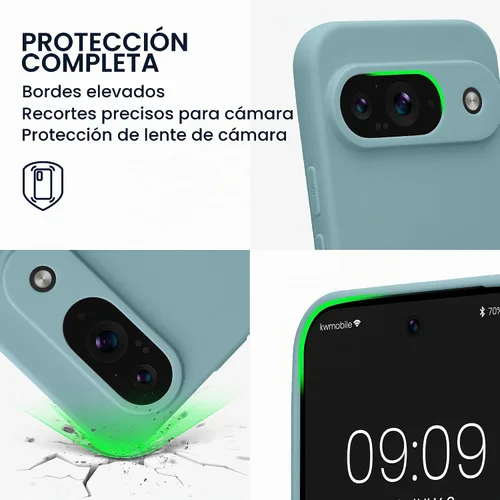 Vista 3 de kwmobile Funda compatible con Google Pixel 9 - Funda protectora delgada de TPU para teléfono - Acabado mate suave - Piedra antigua