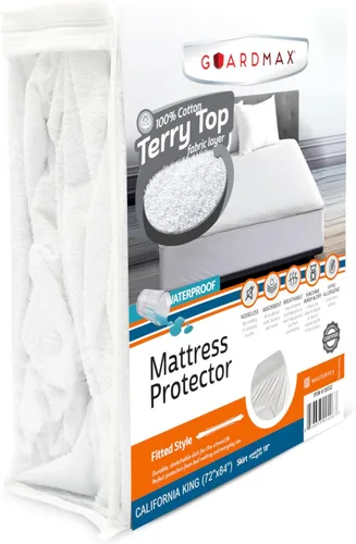 Vista 45 de Guardmax Protector de colchón de punto de punto tamaño individual XL, funda de colchón impermeable y a prueba de ácaros con bolsillos elásticos
