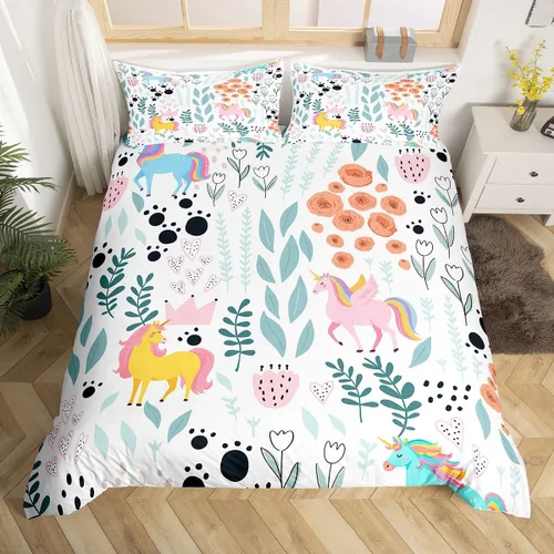 Vista 7 de Erosebridal Juego de ropa de cama individual de animales de la selva para niñas y niños, funda de edredón de elefante oso, tigre, león, safari