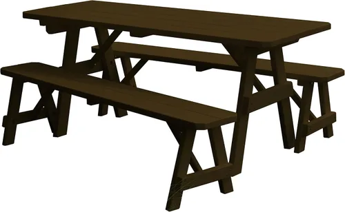 Vista 20 de Furniture Barn USA Pine - Mesa tradicional de 4 pies con 2 bancos, color negro