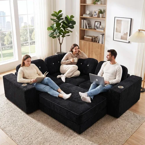 Vista 3 de Sofá cama plegable tipo futón, sin montaje, negro 3 Negro paquete de 3