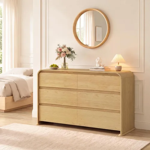 Vista 8 de JUMMICO Cómoda natural para dormitorio, cómoda de madera de 47.2 pulgadas