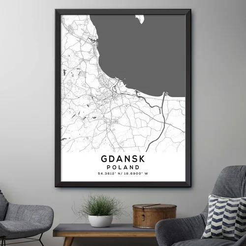 Vista 4 de Mapa de Gdansk, Polonia, Light 2 (16x20)