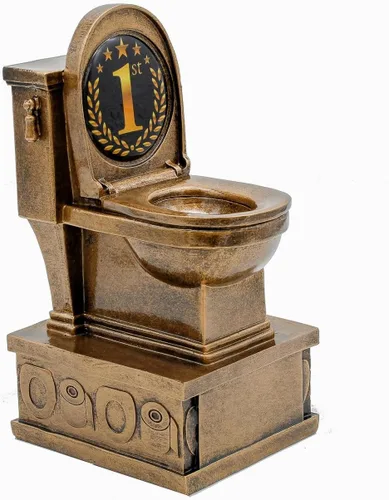 Vista 6 de Decade Awards Trofeo de pedestal dorado para inodoro con insertos opcionales, 7 pulgadas de alto, placa grabada bajo petición 1er lugar