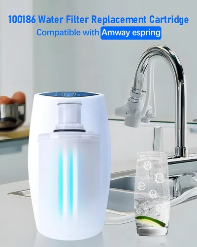 Vista 2 de Cartucho de repuesto para filtro de agua 100186 compatible con el sistema de filtro de agua Amway espring, filtración de alta precisión, retiene