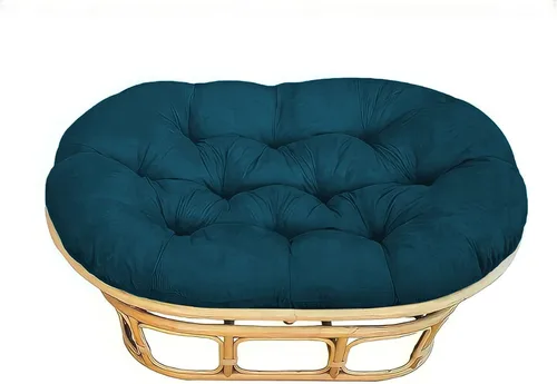 Vista 11 de Cojín doble Papasan, extra felpa (marco no incluido) (azul aguamarina sarga), 67 pulgadas x 47 pulgadas x 9 pulgadas de grosor