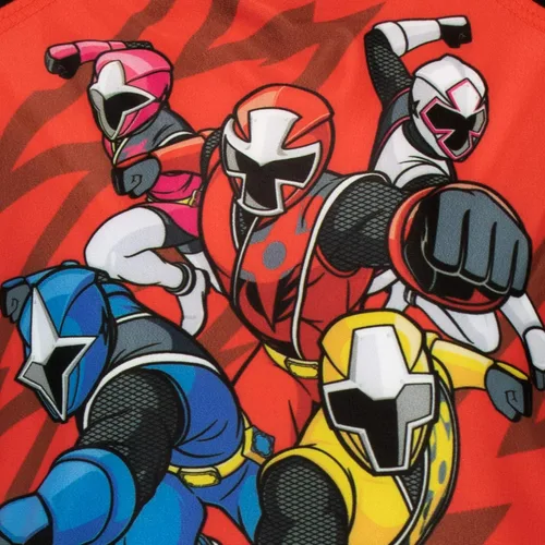 Vista 3 de Power Rangers Conjunto de natación de dos piezas de acero Ninja para niños, Rojo