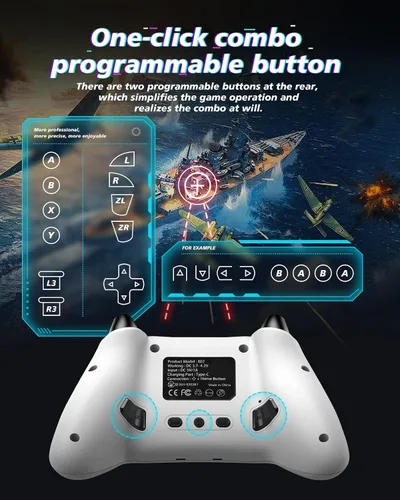 Vista 6 de BINBOKPLAY Controlador de interruptor, controlador inalámbrico Switch Pro para SwitchSwitch LiteSwitch OLED, RGB ajustable LED inalámbrico mando a