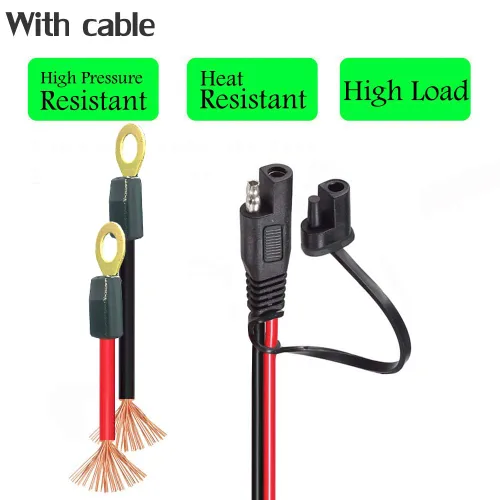 Vista 4 de Conector SAE, arnés de terminal SAE a junta tórica con fusible de protección de 15 A para seguridad, enchufe de desconexión rápida de 2 pines, cable