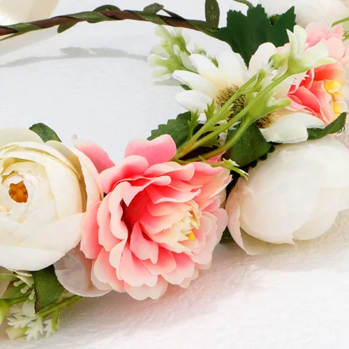 Vista 6 de Chanaco Corona floral para mujeres, niñas, baby shower, diadema de flores de boda, tocado bohemio