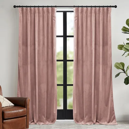 Vista 35 de RYB HOME Cortinas elegantes de terciopelo verde de 63 pulgadas de largo, bloqueo de luz, aislamiento térmico, elegantes cortinas de terciopelo