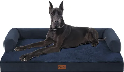 Vista 25 de Cama ortopédica para perros extragrandes, cama de espuma XL con forma de caja de huevos impermeable con lados 45x35 pulgadas, cama de sofá