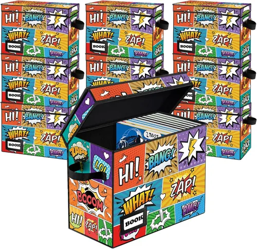 Vista 27 de Caja de Almacenamiento de Cómics, 15.8" X 7.8" X 11.8", Resistente Plegable Contiene 160-180 Cómics Contenedor Organizador Estante