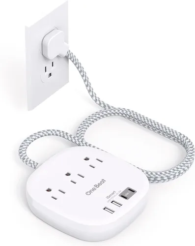 Vista 10 de Cruise Ship Travel Essentials, tira de alimentación de enchufe plano de 22.5 W/4.5 A, cable de extensión plano de 3 pies, 3 tomas de corriente, 4