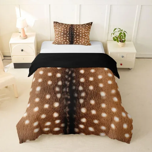 Vista 22 de Funda de edredón de caballo blanco y marrón, juego de ropa de cama 3D de animales de granja occidental para niñas y niños, funda de edredón