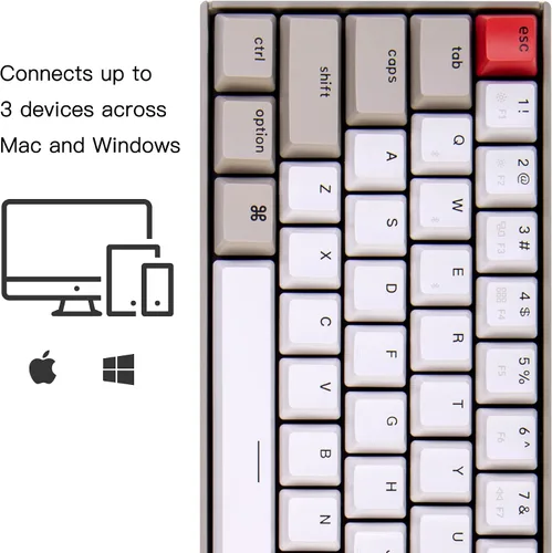Vista 3 de Keychron K14 Teclado mecánico inalámbrico Bluetooth 51 con interruptor Keychron marrónbatería recargable teclado compacto de 72 teclas compatible