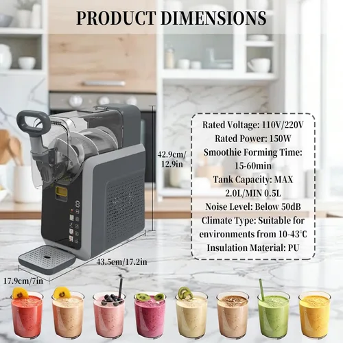 Vista 6 de Máquina de bebidas frías para el hogar, mini máquina para hacer helados y granizados, con pantalla LED, tiempo de formación de batidos de 15-60