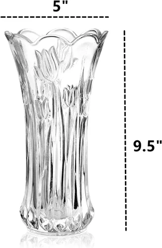 Vista 2 de Dicunoy Juego de 2 jarrones de flores de cristal, jarrones grandes de 9.5 pulgadas para centros de mesa, modernos jarrones acampanados de cristal