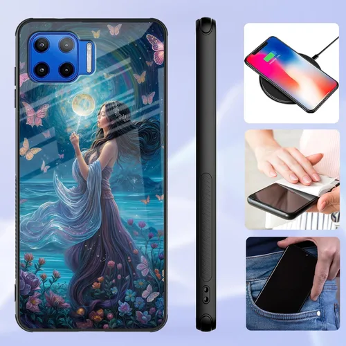 Vista 354 de Funda para Motorola Moto Edge 2022, cubierta trasera de vidrio templado con protector de pantalla, funda protectora a prueba de golpes para Motorola