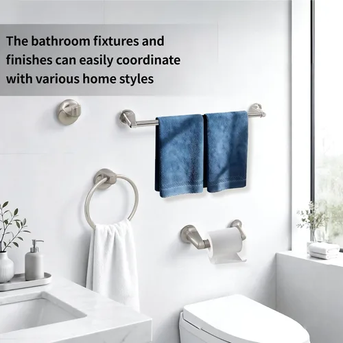 Vista 3 de Formosa Design Hardware - Juego de accesorios de baño (níquel cepillado)