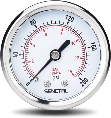 Vista 21 de SENCTRL - Medidor de presión de vacío de 30inHg, esfera de 2", NPT de 1/8, montaje inferior, estuche de acero inoxidable, resistente al agua