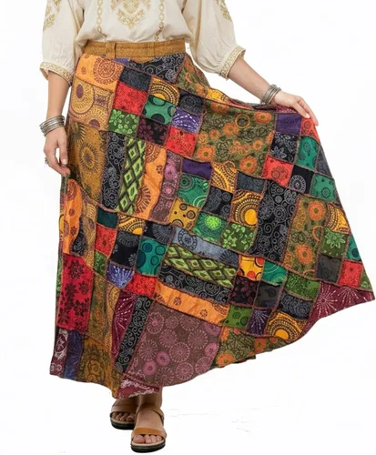 Vista 13 de Agan - Falda larga envolvente bohemia para mujer, falda larga de verano de Multi 1