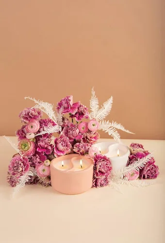 Vista 6 de Paddywax Velas de cerámica Yin Yang rosa polvoriento, 11 onzas