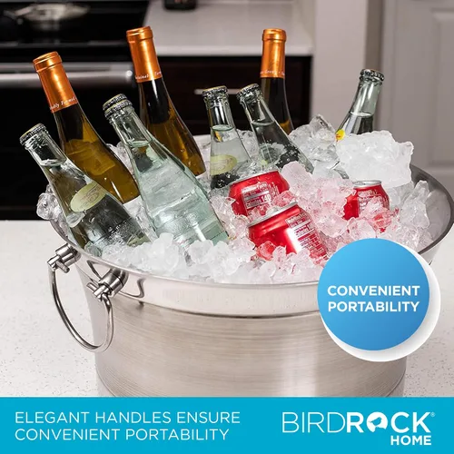 Vista 4 de BirdRock Home Bañera redonda de doble pared para bebidas Acero inoxidable Pequeña