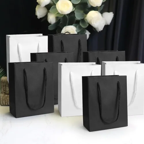 Vista 5 de batifine Bolsas de regalo pequeñas, pequeñas bolsas de joyería con asas, pequeñas bolsas de papel a granel para recuerdos de fiesta, regalos