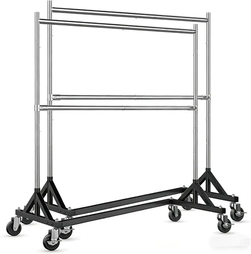 Vista 12 de HOKEEPER Perchero Z con capacidad para 500 libras, resistente perchero de ropa comercial para colgar ropa con ruedas, estante Z portátil